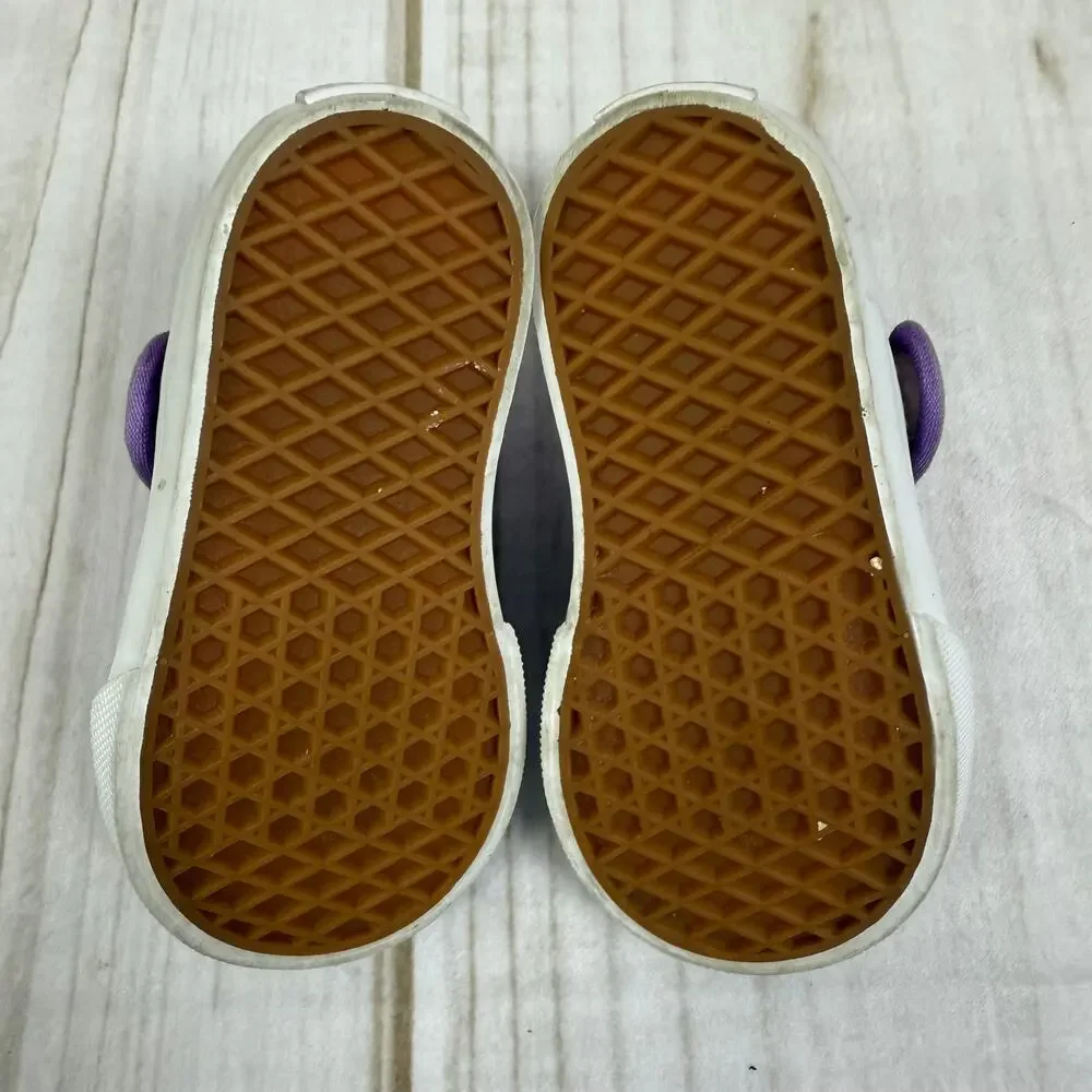 Vans Kids Purple Glitter Leena T Strap‎ Velcro Sneakers 4C